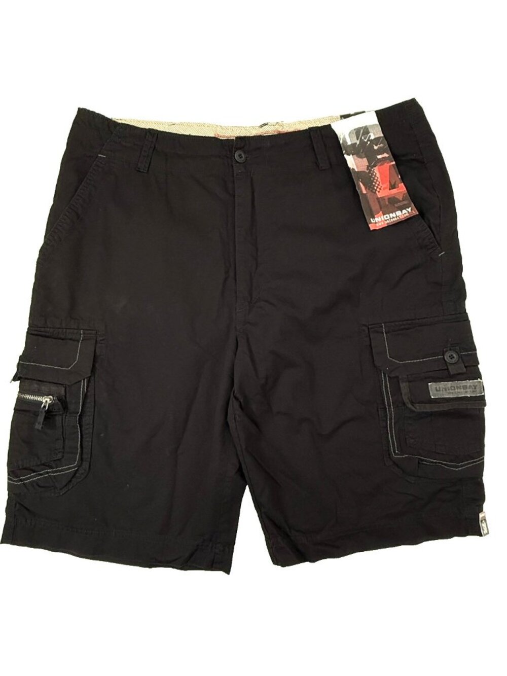 Unionbay Cargo Shorts Mens size 38 Relaxed Stretch Bermuda Pockets Black